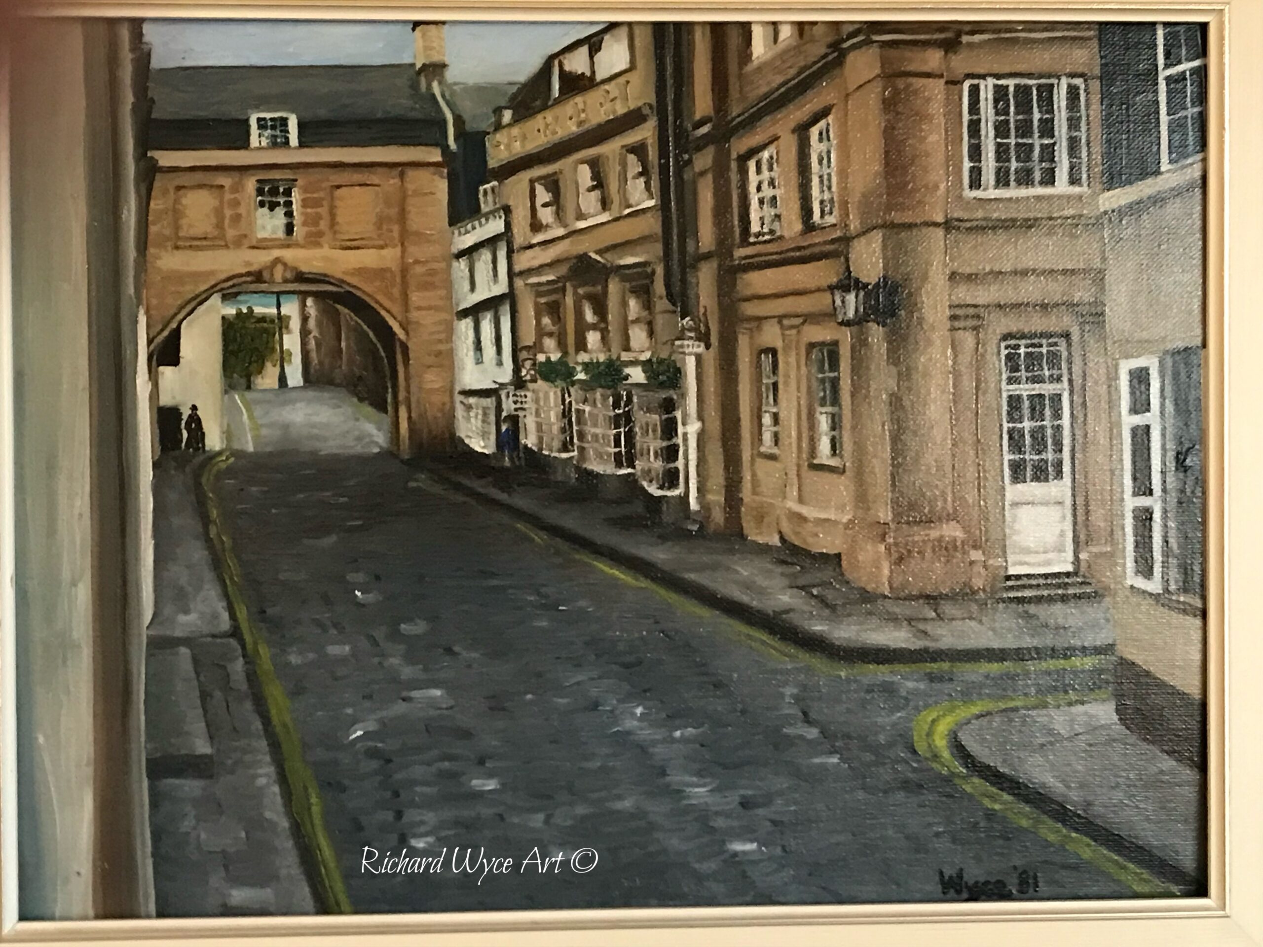 Oil painting of street in Bath, England